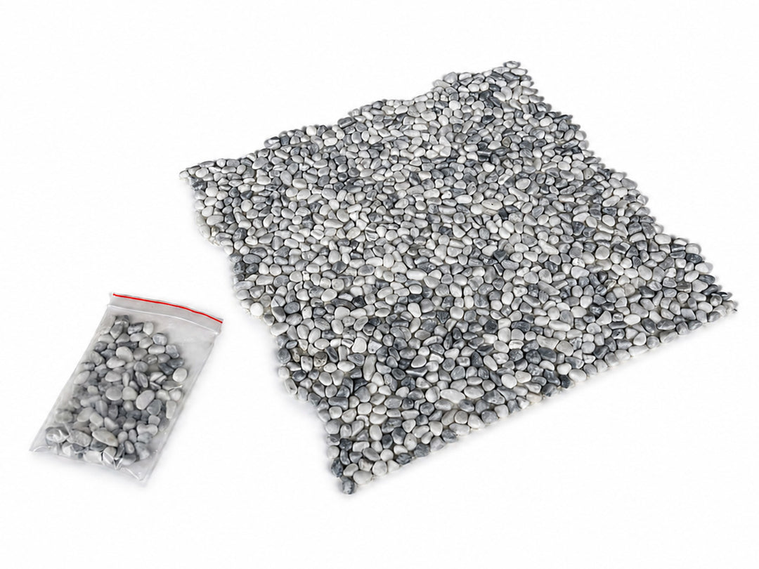 洗い出しシート 604(White Pebble) 2分 7-9mm 11枚入＋予備石/約1㎡ 1辺直線