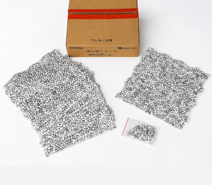 洗い出しシート 604(White Pebble) 2分 7-9mm 11枚入＋予備石/約1㎡ 1辺直線