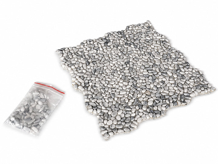 洗い出しシート 604(White Pebble) 2分 7-9mm 11枚入＋予備石/約1㎡ 4辺波型