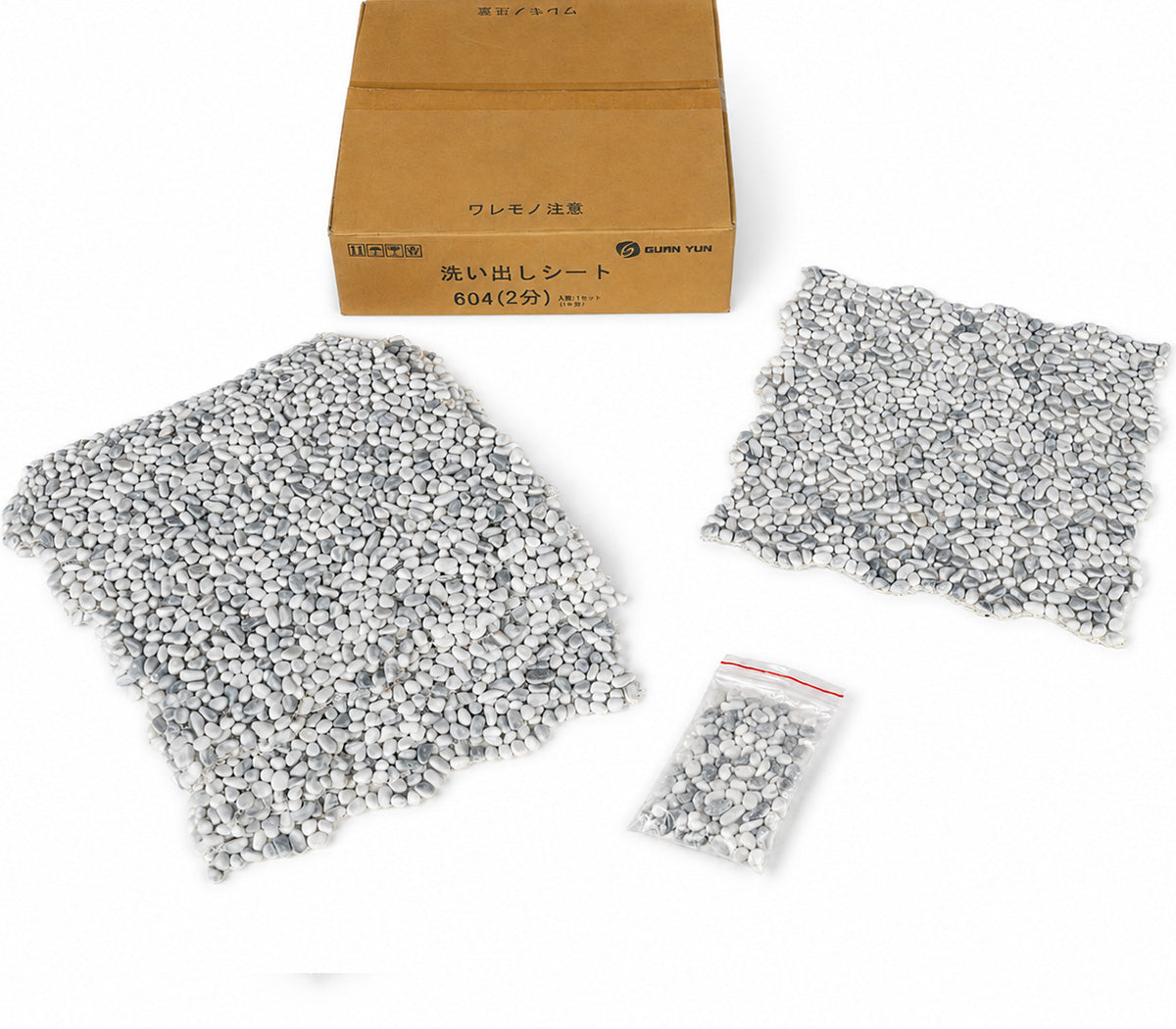 洗い出しシート 604(White Pebble) 2分 7-9mm 11枚入＋予備石/約1㎡ 4辺波型