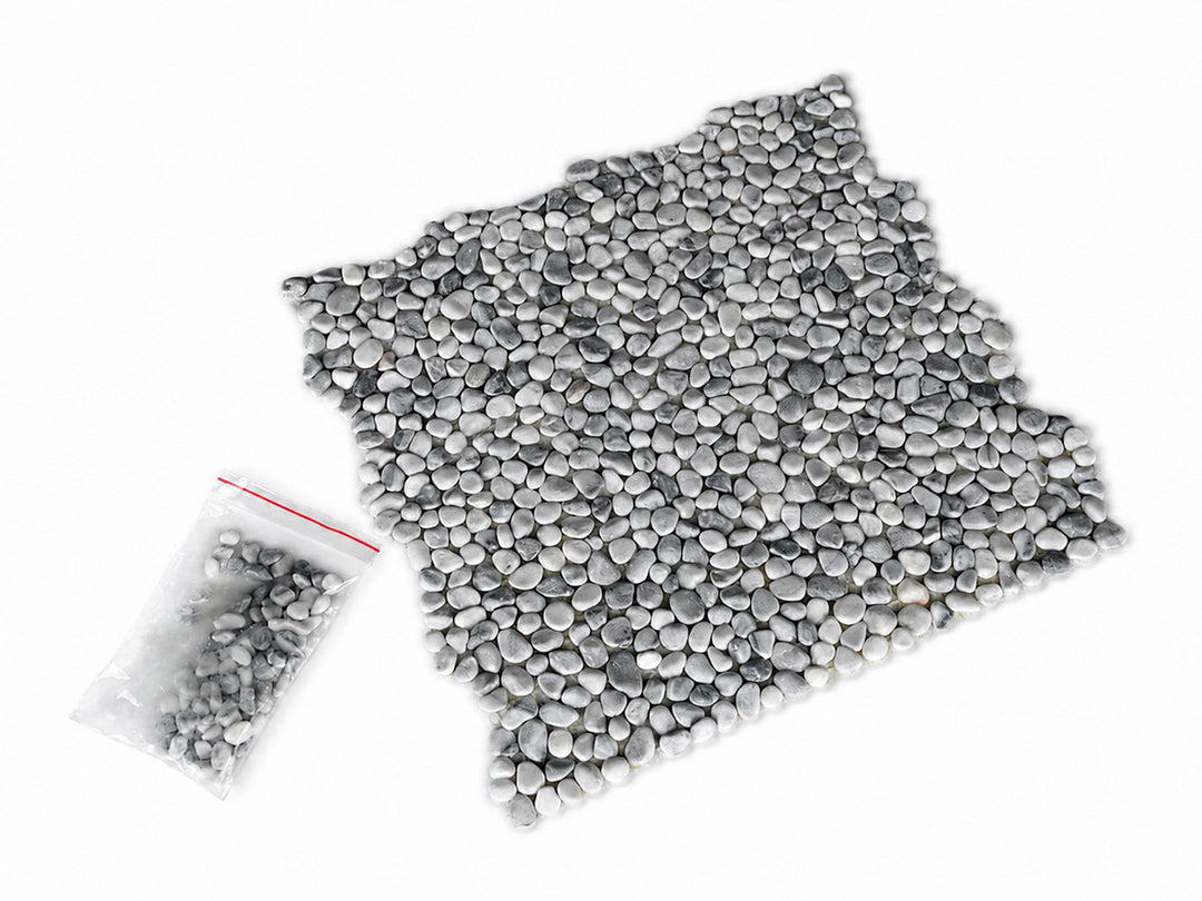 洗い出しシート 604(White Pebble) 3分 9-13mm 11枚入＋予備石/約1㎡ 1辺直線
