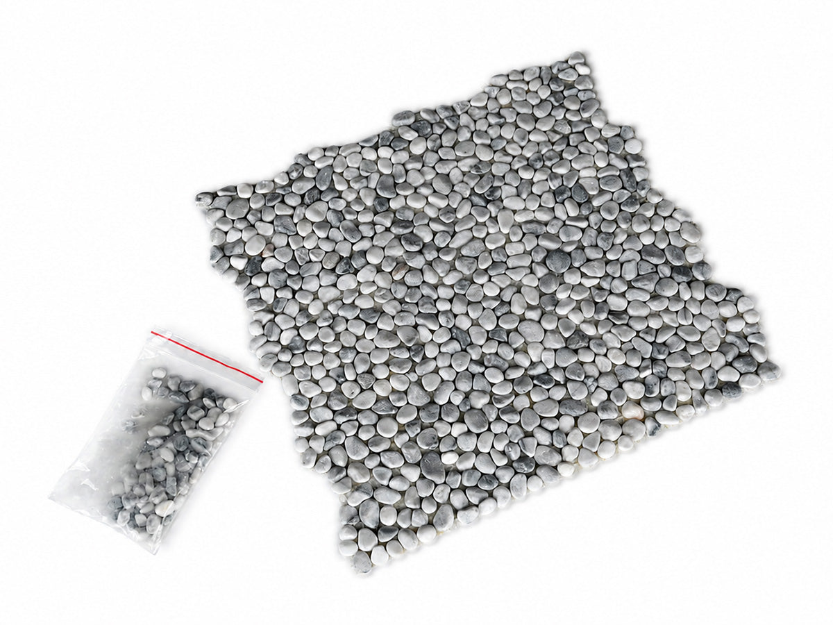 洗い出しシート 604(White Pebble) 3分 9-13mm 11枚入＋予備石/約1㎡ 1辺直線