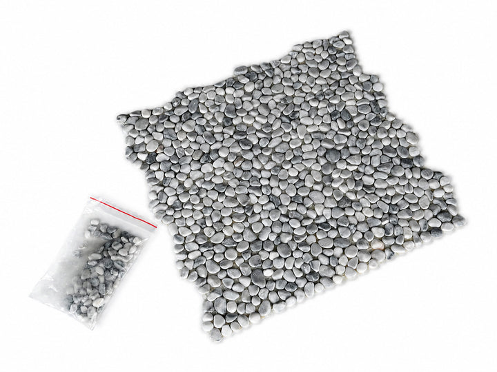 洗い出しシート 604(White Pebble) 3分 9-13mm 11枚入＋予備石/約1㎡ 1辺直線