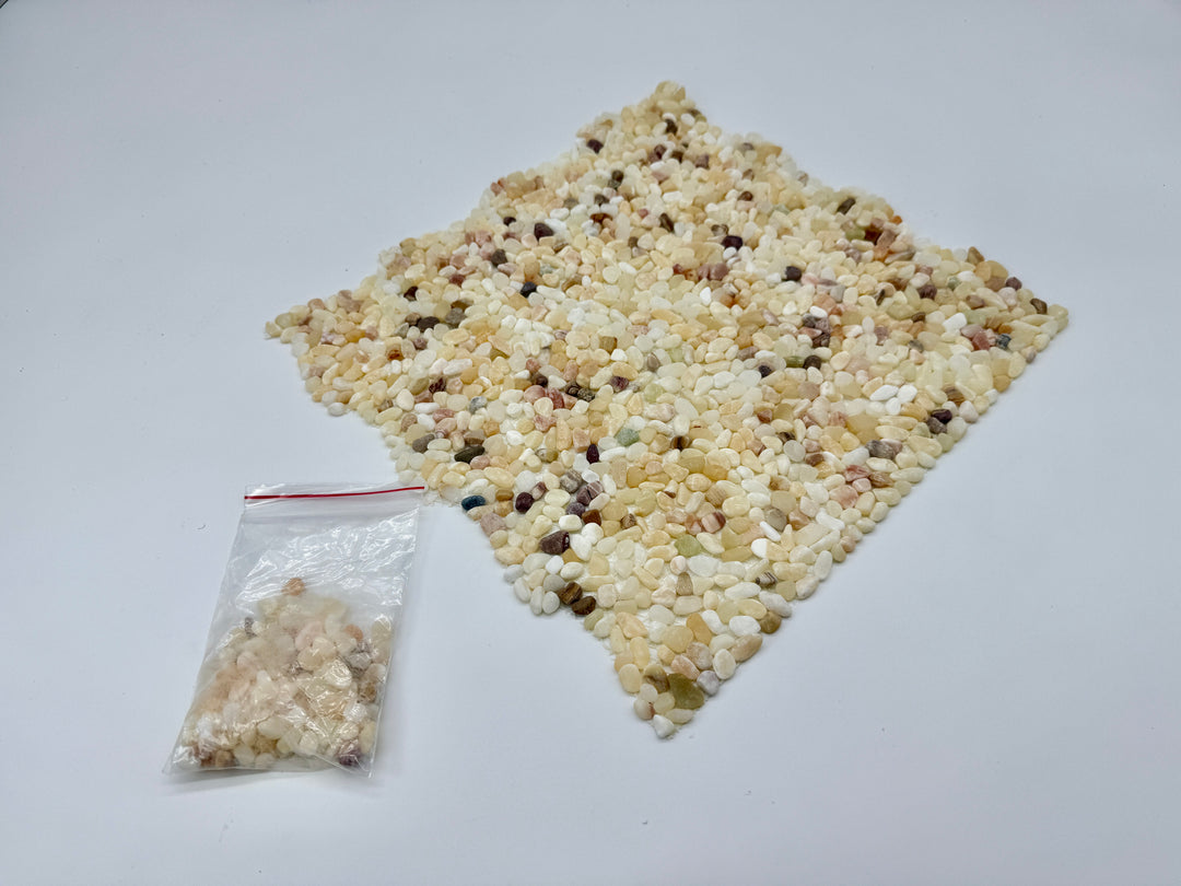 洗い出しシート 801(White jade stone) 2分 7-9mm 11枚入＋予備石/約1㎡ 1辺直線