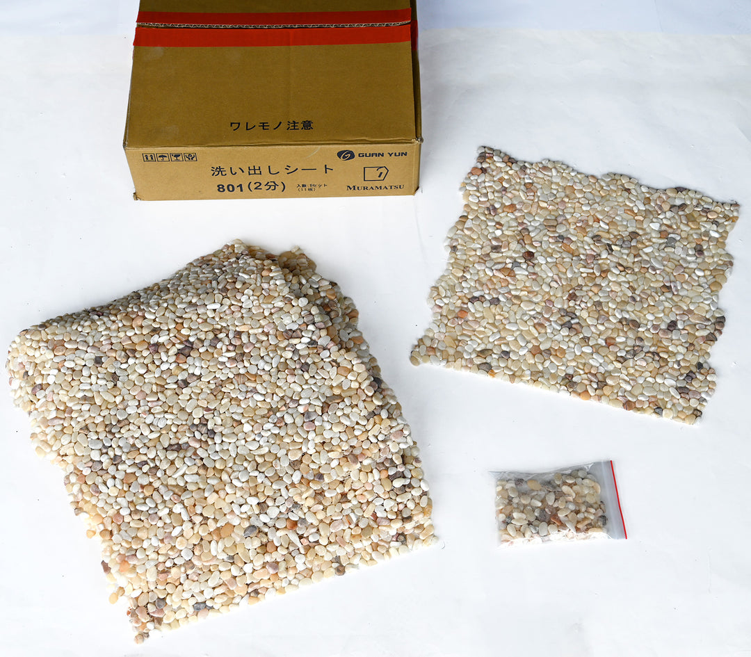 洗い出しシート 801(White jade stone) 2分 7-9mm 11枚入＋予備石/約1㎡ 1辺直線